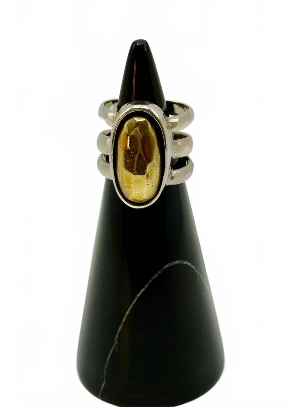 Silpada Sterling Silver and Brass Interchangeable Ring, Oval Insert, Size 6.5